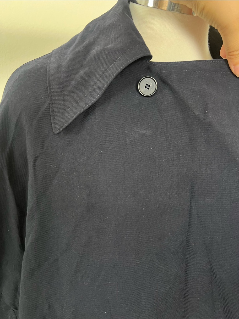 Zara ZW Collection Short Flowy Trench Coat Navy Blue Large NWT Belted Jacket - Picture 12 of 14
